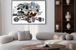 Plakat: Ilustracja z budową samochodu