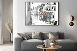 Plakat: Ilustracja z paryską kawiarnią