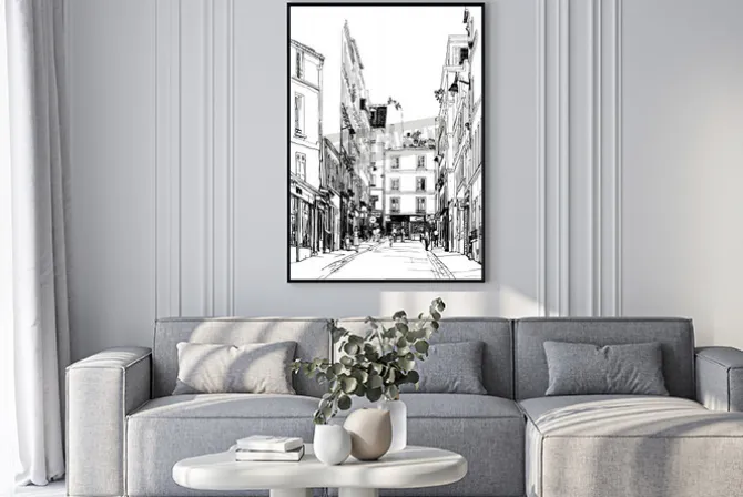 Plakat: Ilustracja z ulicy w pobliżu montmartre w paryżu