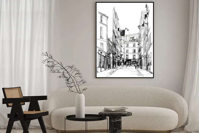 Plakat: Ilustracja z ulicy w pobliżu montmartre w paryżu