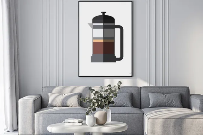 Plakat: Ilustracja zaparzacza do kawy