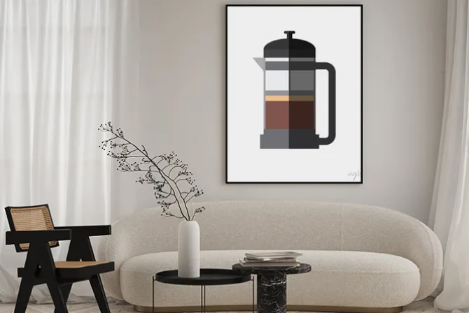 Plakat: Ilustracja zaparzacza do kawy