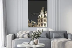 Plakat: Ilustracji wektorowych fasad w paryżu w sztormowej pogody