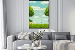 Plakat: Ilustracji wektorowych z pięknym lesie sceny z drzew i niebo