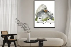 Plakat: Ilustracyjne śliczne futerkowe foki w akwarela stylu. dziadek