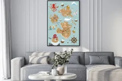 Plakat: Ilustrowana mapa piracka dla dzieci