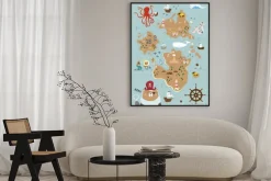 Plakat: Ilustrowana mapa piracka dla dzieci