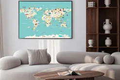 Plakat: Ilustrowana mapa świata