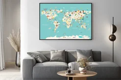 Plakat: Ilustrowana mapa świata