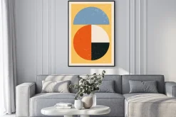 Plakat: Inspirowane bauhausem geometryczna abstrakcja z teksturowym tłem