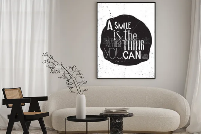 Plakat: Inspirujące motto o uśmiechu