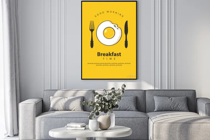 Plakat: Jajko sadzone na śniadanie w stylu plakatu