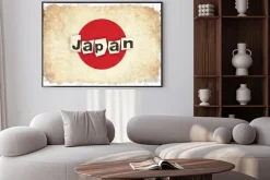 Plakat: Japan grunge flag ilustracji azjatyckiego kraju z tekstem