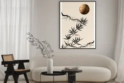 Plakat: Japońska roślinność w blasku księżyca pełni