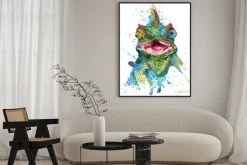 Plakat: Jaszczurka kameleon ręcznie rysowane akwarela ilustracja