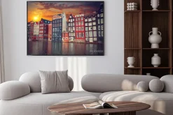 Plakat: Jeden z najbardziej znanych europejskich miast w amsterdamie.