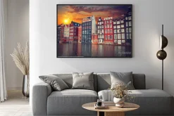 Plakat: Jeden z najbardziej znanych europejskich miast w amsterdamie.