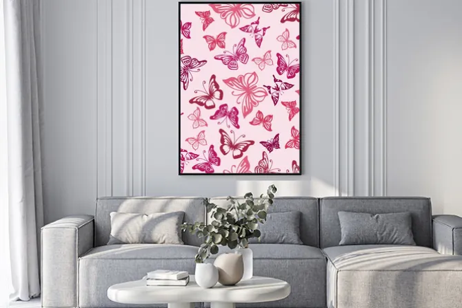 Plakat: Jednolite wzór z sylwetką motyli