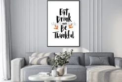 Plakat: Jedz, pić i być wdzięcznym - ręcznie używać typografii napis