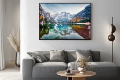 Plakat: Jezioro w alpach o świcie