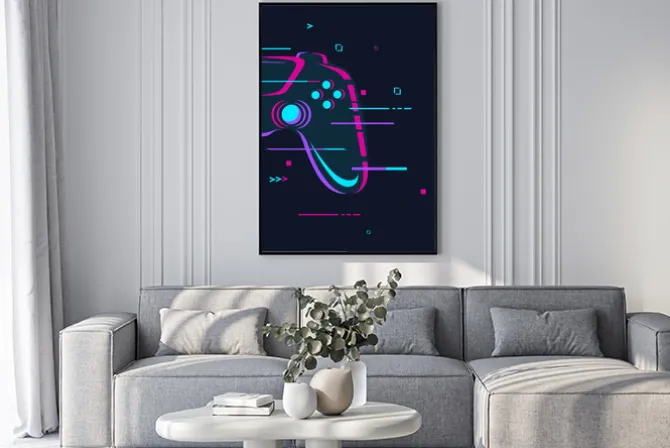 Plakat: Joystick do gry kolorowa abstrakcja