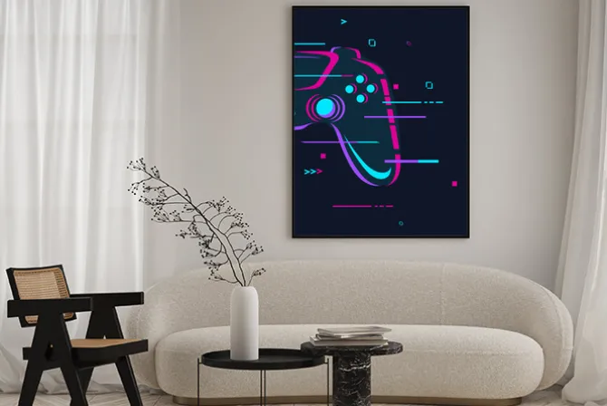 Plakat: Joystick do gry kolorowa abstrakcja