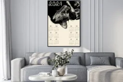 Plakat: Kalendarz 2024 czarny kot