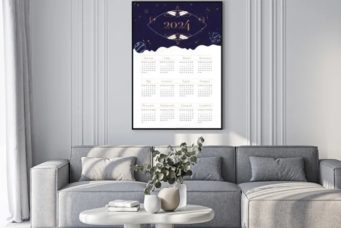 Plakat: Kalendarz 2024 motyw kosmiczny