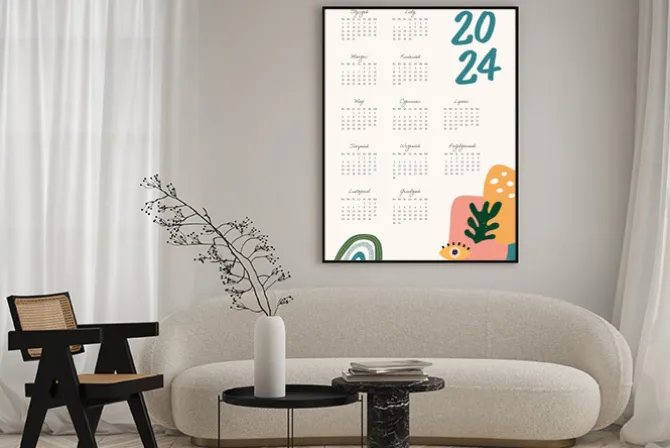 Plakat: Kalendarz 2024 pastelowa abstrakcja