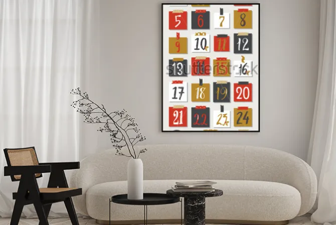 Plakat: Kalendarz adwentowy. plakat świąteczny.