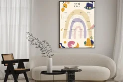 Plakat: Kalendarz w stylu boho z kotami