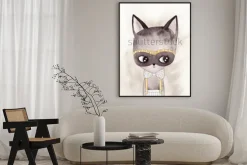 Plakat: Karnawał kot akwarela rysunek