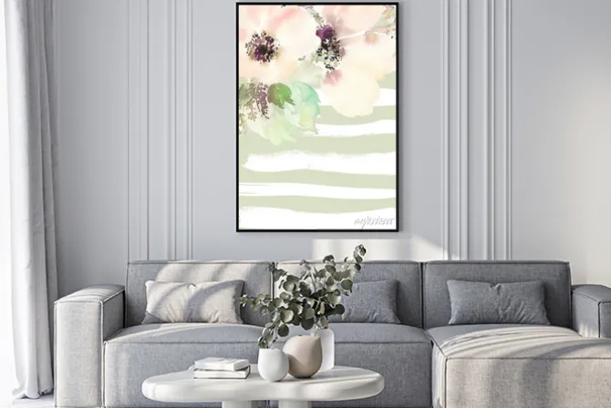 Plakat: Kartkę z życzeniami z kwiatami. pastelowych kolorach. wykonany