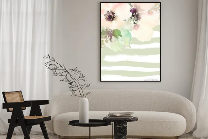 Plakat: Kartkę z życzeniami z kwiatami. pastelowych kolorach. wykonany