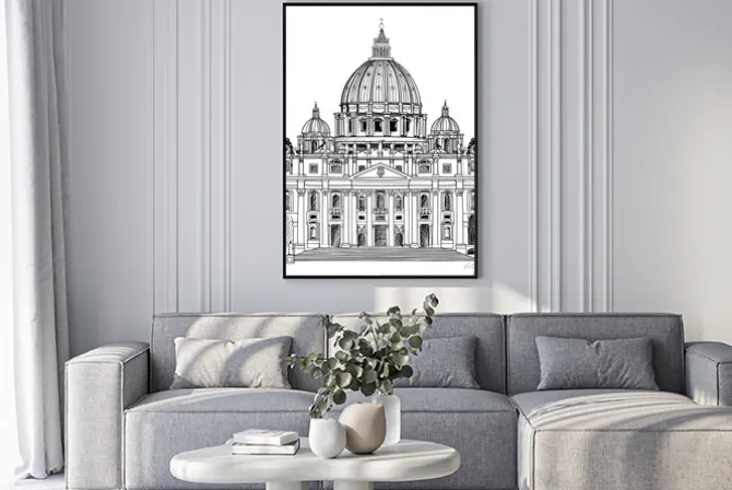 Plakat: Katedra świętego piotra, rzym, włochy. architektura watykan.