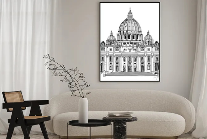 Plakat: Katedra świętego piotra, rzym, włochy. architektura watykan.