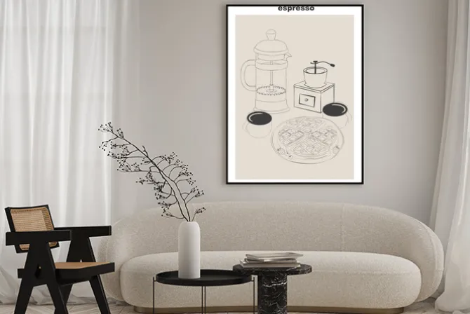 Plakat: Kawa espresso minimalistyczna ilustracja