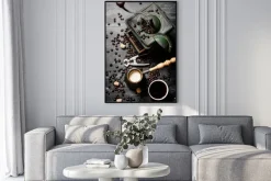 Plakat: Kawa i retro młynek