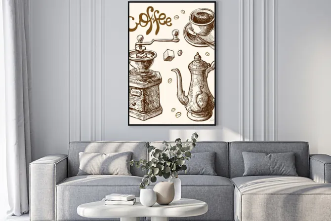 Plakat: Kawa szkic ilustracji