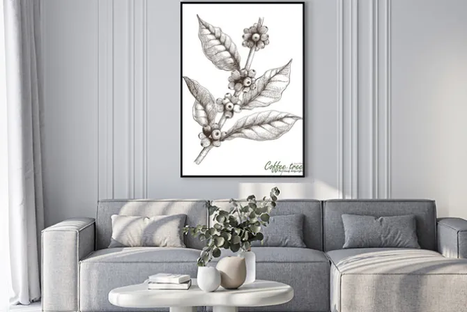 Plakat: Kawowca strony rysunku styl vintage