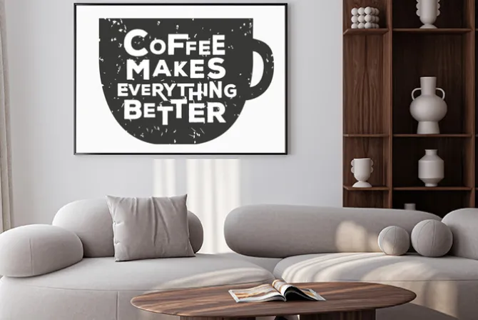 Plakat: Kawy sprawia, że wszystko lepiej - creative cytatu. wektor