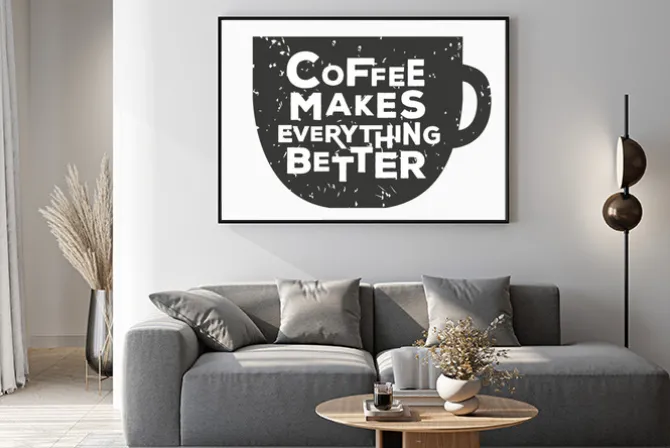 Plakat: Kawy sprawia, że wszystko lepiej - creative cytatu. wektor