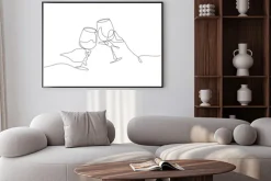 Plakat: Kieliszki wina minimalistyczna grafika