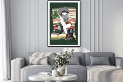 Plakat: Kobieta odpoczywająca na kocu z kotami