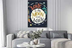 Plakat: "kocham cię na księżyc iz powrotem" liternictwo ręcznie