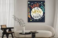 Plakat: "kocham cię na księżyc iz powrotem" liternictwo ręcznie