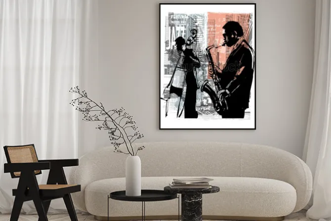 Plakat: Kolaż z muzykami jazzowymi