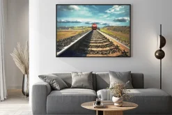 Plakat: Kolejowe z pociągiem towarowym