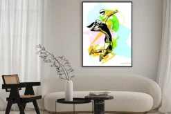 Plakat: Kolorowa ilustracja siatkarki w akcji