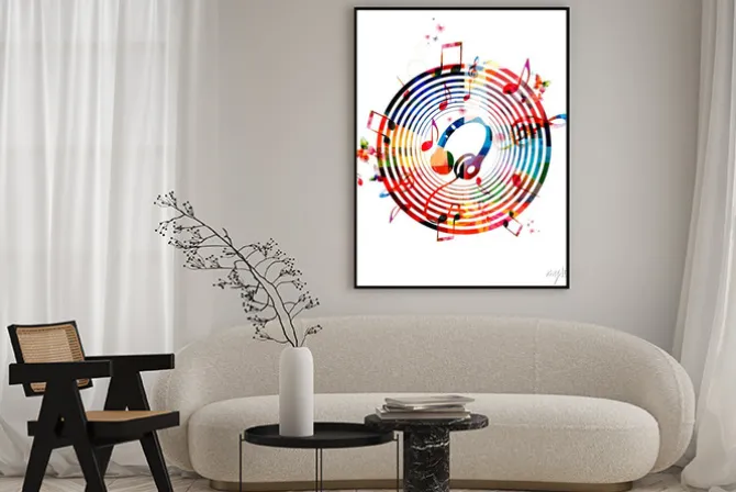 Plakat: Kolorowa kompozycja muzyczna